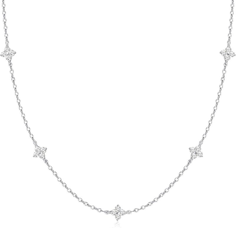 FUNEIA Dainty Silver Gold Necklaces for Women Trendy Non Tarnish 14K Gold Plated Cubic Zirconia Necklace Layered Cute Butterfly Heart Station Choker Necklace Stack for Wedding Prom Brides Jewelry - Image 1